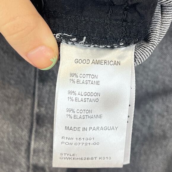 GOOD AMERICAN The Weekender High Rise Slim Straight Raw Hem Jeans Gray Size 2 26 - Picture 9 of 10